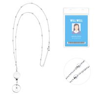 Retractable Badge Reel Lanyard with ID Holder for Women, Will Well Fashion Beaded Lanyard Stainless Steel Necklace with Water Resistant Name Badge Holder