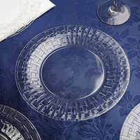 BalsaCircle 30 pcs 9-Inch Clear with Basketweave Plastic Round Plates - Disposable Wedding Party Catering Tableware