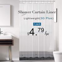 downluxe Set of 3 Clear Shower Curtain Liner 72x72 - PEVA 3 Gauge Light Weight,Waterproof,Odorless with Rust-Resistant Grommets Holes