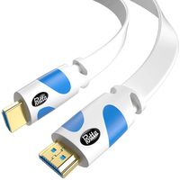 Flat HDMI Cable 30 Feet Postta 4K HDMI2.0 Cable Support 4K(2160P),3D,1080P,Ethernet,Audio Return(White-Pale Blue)