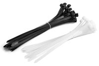 Cable Zip Ties 10" Black & White 50-Pack Heavy Duty Holds 160 Lbs