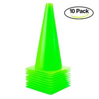 12 inch Traffic Cones - 10 Pack of Field Marker Cones for Outdoor Activity & Festive Events (Green)