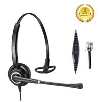 Telephone Headset with Noise Cancelling Microphone RJ9 Jack for Call Centers Offices Landline Phones Avaya Mitel NEC Nortel Plantronics Polycom Siemens Snom Toshiba