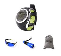 Posma GT2GC GT2 Activity GPS Golf Watch (Green) Set With 1pc Golf Ball Finder Hunter Retriever Glasses + 1pc 14 LED Golf Ball Finder Torch Ultraviolet Flashlight UV Retriever + 1pc Flannel Storage Bag
