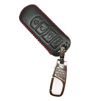 Coolbestda Hand Sewing Leather 4 Buttons Smart Key Fob Remote Cover Case Protector Keyless Entry Jacket Holder for Mazda 3 6 CX-7 CX-9 MX-5 Miata WAZXIT763SKE11A04