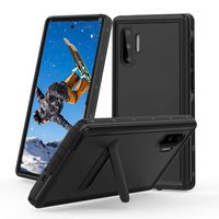 Galaxy Note10+ Plus/Pro/5G Waterproof Case, Built-in Screen Protector Full of 360°Degree Protection Waterproof Dirt-Proof Rugged Bumper Case for Galaxy Note 10 Plus 5G (Black, Back&Kickstand)