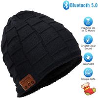 HONGYU Fashion Wireless Bluetooth Beanie hat Headphone Winter Warm Soft Knit Cap with Wireless Headphone Speaker Mic Hands Free for Iphone Android Cell Phones , Christmas Gifts - Black
