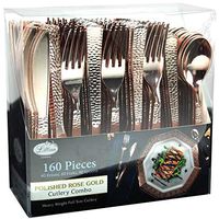 160 Pieces Rose Gold Plastic Silverware, Extra Heavyweight Disposable Flatware, Heavyweight Plastic Cutlery - Includes 80 Forks, 40 Spoons, 40 Knifes