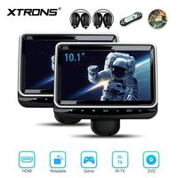 XTRONS Universal 10.1 inch Car Headrest Multimedia CD DVD Player with HDMI USB SD Port Support 8Bit & 32Bit Games Screen Sharing Mounting Bracket & 2pcs IR Wireless Headphones Included