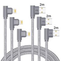 Lively Life 3 Pack Right Angled Lightning Charging Cable, 90 Degree Lightning Cable Compatible iPhone Xs/XR/ X/ 8 Plus/ 7/6 Plus/SE/ iPod Touch/iPad 2M3 Gray