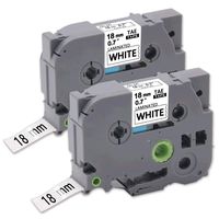 Tze 241 P Touch Label Tape 18mm 0.7 inch, LabelPros Tze-241 Laminated Black on White Tape Compatible with P-Touch PTD400AD PTD 400VP PT-D600 PTD600VP PT-P700 PT-P900W PT-2730, 3/4 in x 26.2 ft (18mm x 8m), 2 Pack