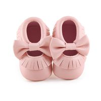 Delebao Infant Toddler Baby Soft Sole Tassel Bowknot Moccasinss Crib Shoes (12-18 Months, Pink)