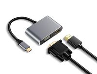 USB C to HDMI VGA Adapter, USB 3.1 Type C Hub to HDMI 4K and VGA Adaptor Multi-Display Video Converter for Mac Book, Chrome Book Pixel, Samsung Galaxy, Projector, Laptop and More