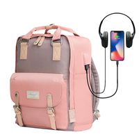 Cute Mommy Backpack Diaper Bag - Small Convertible Backpack Purse Bookbag with Top-Handle for Girls Women,Water-Resistant 14 inch Laptop Backpack with USB Charging Port & Headphone Jack