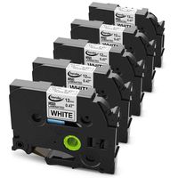 Anycolor Replace TZe Tape 12mm 0.47 Laminated White, TZe-231 TZ Label Maker Tape Compatible with Brother P-touch PT-H110 PT-D200 PT-D210 PT-D600 PT-1880, Black on White, 26.2 Feet (8 Meter), 5-Pack