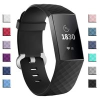 adepoy Compatible with Fitbit Charge 3 Bands for Women Men Large Small, Adjustable Replacement Wristbands for Fitbit Charge 3 and Fitbit Charge 3 SE, Black, Large