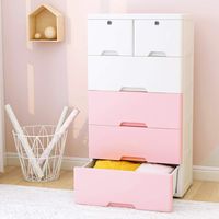 Nafenai Dresser 6 Drawer Storage Cabinet with Locks, Plastic Drawer Dresser for Clothes, Storage Organizer Unit for Bedroom, Kids Playroom, Study Room, Entryway, Hallway - Pink