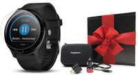 Garmin vivoactive 3 Music Gift Box Bundle | with HD Screen Protector Film (x4), PlayBetter USB Wall & Car Charging Adapters, Hard Case | Multi-Sport Fitness GPS Watch | Gift Box (Music - Black)