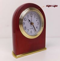 Best-mall Novelty MirageBlack Bedside Table Wooden Silent Alarm Clock With Nightlight And Anti-radiation Function-Red