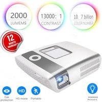 Flysight Portable 4K Projector Built In 15000mAh Battery Mini Video Projector 2000 Lumens Projector with DLP Technology for Home Cinema 13000: 1 Contrast Ratio with Double HDMI Port and Dual Reception