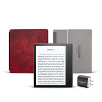 All-new Kindle Oasis Essentials Bundle including Kindle Oasis (Graphite, Special Offers), Amazon Leather Cover, and Power Adapter
