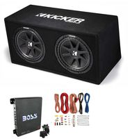 KICKER DC12 DUAL 12" 600W Loaded Car Audio Subwoofers Subs+Box+Amplifier+Amp Kit