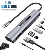USB C Hub HDMI VGA Adapter-[Upgraded] VEOOVE 9 Port USB Type C to HDMI 4K for Samsung Dex Station for Galaxy S10/S9/S8 Note 9/8, Compatible with MacBook Pro/Air 2018/2019 More (Space-Grey)