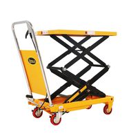 Manual Double Scissor Hydraulic Lift Table Cart - 330lbs | 43.3" Lifting Height | Platform Size 27.6" x 17.7"
