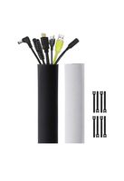 Cable Management Sleeve, Cord Management System with Cable Ties for TV/Computer/Home Entertainment, 39-Inch Flexible Cable Sleeve Wrap Cover Organizer, 2 Piece - Black/White Reversible