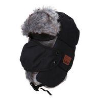 Bluetooth Headset Cap Sport Hat Wireless Stereo Headphone Warm Winter Hat with Mask (Color : Black)
