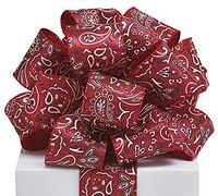 #40 Red Bandanna Satin Wired Ribbon 2.5" X 20 Yards