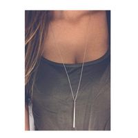 Artmiss Bar Pendant Necklace Gold Long Y-Necklace Delicate Lariat Chain Jewelry for Women and Girls (Gold)