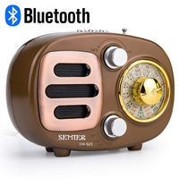 SEMIER Retro AM FM Portable Bluetooth Speak Radio, Shortwave Compact Transistor Radios with Rechargeable Battery Support USB MP3 Player/TF Card/AUX -Gold