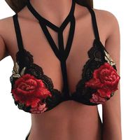 Goddessvan Women Lingerie Sexy Floral Sheer Lace Open Cup Bra Top (M, Black -1)