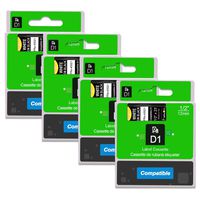 Refill Replace Dymo D1 Label Tape 45021 White on Black Permanent Polyester Labeling Tape,1/2 Inch x 23 Feet(7m),Compatible for DYMO LabelManager 160 210D 280 PnP 260P 420P 450D 360D COLORPOP, 4 Pack