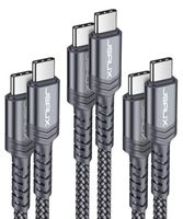 JSAUX USB C to C Fast Charging Cable 3A [1ft+3.3ft+6.6ft 3-Pack] USB Type C Braided Cord Compatible with Samsung Galaxy Note10/Note10 Plus, Google Pixel 2/3/3a/4/2 XL/3 XL/4 XL,iPad pro 2018 etc -Grey