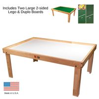 Lego Table with Detachable Two 2-Sided Lego & Duplo Baseplates/Boards/Mats by NILO | (N34 Activity Table w/Holes, 24x32x20 and 2X Green Base Plates 12x32)
