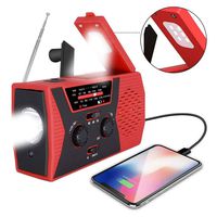 Romatpretty Radio Flashlight, Crank Portable Radio, Weather Radio Solar Hand Crank Emergency, Solar Weather Radio with LED Flashlight Reading Lamp, for Outdoor and Household Emergency Device
