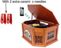 Boytone Bundle BT-25WB Bluetooth Connection Classic Stereo Turntable with 2 Extra Ceramic Needle