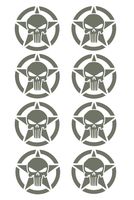 UR Impressions Gry Army Star Punisher Skull 8-Pack Decal Vinyl Sticker Graphics for Cars Trucks SUV Vans Walls Windows Laptop|Gray|2 X 2 Inch|URI475