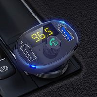 Sinri Bluetooth FM Transmitter for Car, Wireless Bluetooth FM Radio Adapter U disk MP3 Player FM Transmitter Car Kit, Dual Quick Charge 3.0 USB Charging Ports, Hands Free Calling for All Smartphones