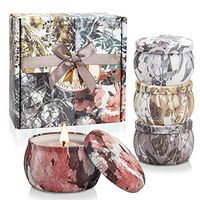 Set of 4 Scented Candles Gift Sets,MUEQU Aromatherapy Luxury Scented Soy Candle,Portable Travel Tin Candle Aromatherapy Candles Soy Wax Fragrance Candle Set for Aromatherapy,Stress Relief (C)