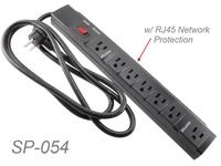 CablesOnline, 7 Outlets 1200-Joules Surge Protector Power Strip with 2-RJ45 Outlets & 6-foot Right-Angle Cable, SP-054