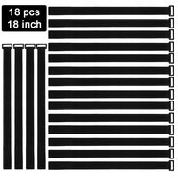 Uonika [18 Pack] 1 x 18 Cable Straps, Reusable Fastening Hook and Loop Nylon Cable Securing Straps Durable Functional Ties for Cord Management