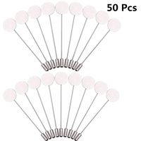 50 Pcs Silver Tone Round Tray Lapel Pin Stainless Steel Safety Pins Brooches for Men Women Suit Tie Hat Scarf Badge DIY Costume Jewelry Accessories