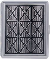 Silver Geometric Xs (Full Pack 100s) Metal-Plated Cigarette Case & Stash Box