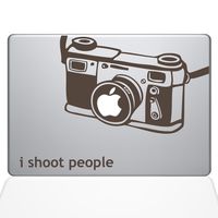 The Decal Guru I Shoot People Camera Decal Vinyl Sticker, 15" MacBook Pro (2016 & Newer Models), Brown (1647-MAC-15X-BRO)