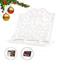 Vintage Cookbook Stand Cast Iron, Decorative Metal Cookbook Recipe Holder for Cookbooks or iPad Stands For Kitchen, White