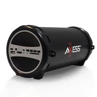 AXESS SPBT1031 Portable Bluetooth Indoor/Outdoor 2.1 Hi-Fi Cylinder Loud Speaker with Built-In 3" Sub and SD Card, USB, AUX Inputs in Gray