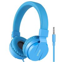 Gorsun Lightweight Stereo Folding Wired Headphones for Kids Adults Adjustable Headband Headset for Cellphones Smartphones iPhone Laptop Computer Mp3/4 Earphones(Blue)